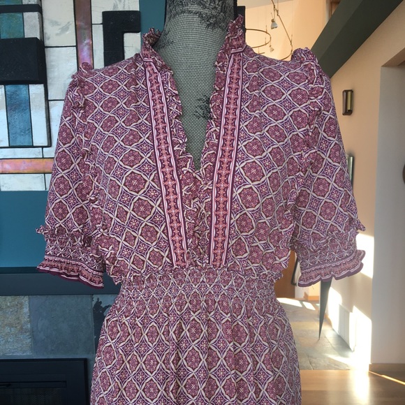 Max Studio Tiered Floral Full Length Dress In Pink Floral Print - Size Small - Picture 5 of 16